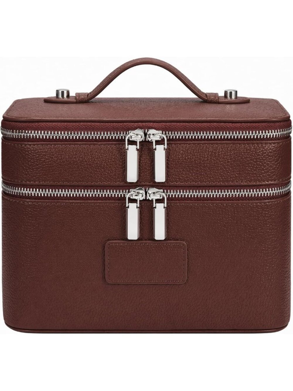 Stylish Double Layer Leather Makeup Case - Large Portable Travel Cosmetic